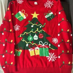 Festive Red Christmas Tree Sweater